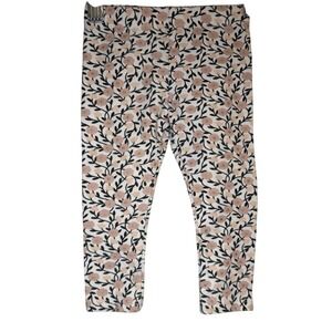 Baby Girl Floral Print Leggings White Pink Black Vine Sprouts Pants 3-6 Months